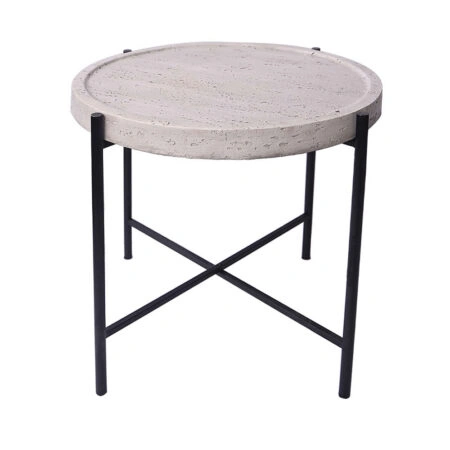 TERRAZO SIDE TABLE OFF WHITE ΜΑΥΡΟ 63