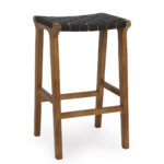 Σκαμπό Επαγγελματικό HELENE Καρυδί/Μαύρο Ξύλο/Δέρμα 45x38x63cm