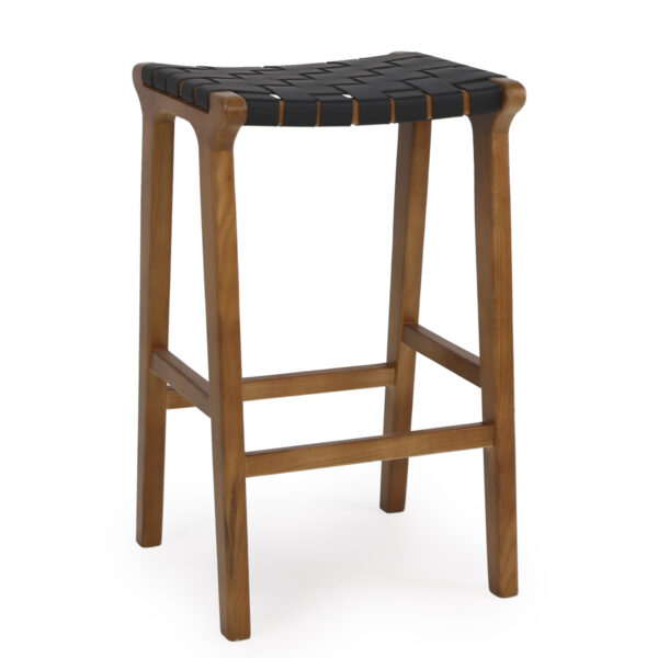 Σκαμπό Επαγγελματικό HELENE Καρυδί/Μαύρο Ξύλο/Δέρμα 45x38x63cm