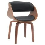 Πολυθρόνα Τραπεζαρίας  GUNNAR Μαύρο/Καφέ Ξύλο/PU 51x53x75cm