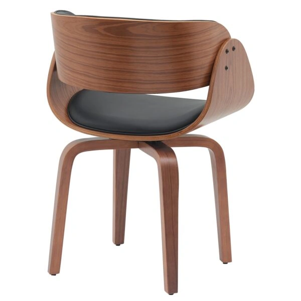 Πολυθρόνα Τραπεζαρίας  GUNNAR Μαύρο/Καφέ Ξύλο/PU 51x53x75cm