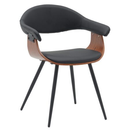 Καρέκλα Επισκέπτη  DEVRA Μαύρο/Καφέ Ξύλο/PU/Μέταλλο 55.5x53.5x77cm