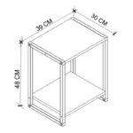 Κομοδίνο Gina Megapap χρώμα sapphire oak - μαύρο 39x30x48εκ.