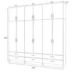 Ντουλάπα ρούχων Ricardo Megapap εξάφυλλη με πατάρι χρώμα ανθρακί 240x51,8x240εκ.