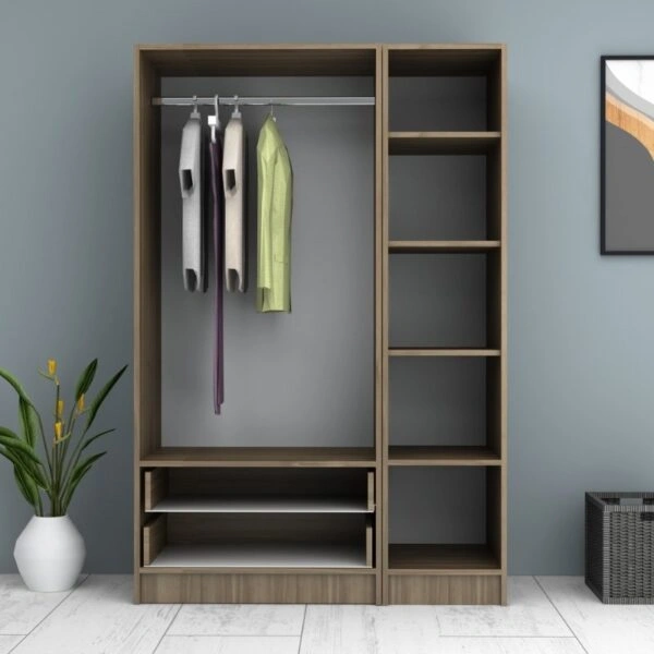 Ντουλάπα ρούχων Ricardo Megapap τρίφυλλη χρώμα καρυδί 120x51,8x181εκ.