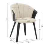 ΚΑΡΕΚΛΑ ΤΡΑΠΕΖΑΡΙΑΣ JESPER HM9977.02 ΣΚΕΛΕΤΟΣ Κ.Π. ΜΑΥΡΟ-ΕΚΡΟΥ ΥΦΑΣΜΑ 61x54x74Υεκ