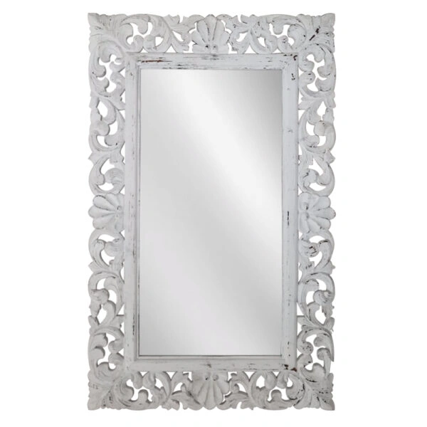 Artekko Mirroki Ξύλινος Λευκός Σκαλιστός Καθρέπτης Τοίχου (140x90)cm