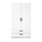 Ντουλάπα ρούχων Victoria Megapap δίφυλλη με συρτάρια χρώμα λευκό 100x60x181εκ.