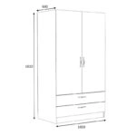 Ντουλάπα ρούχων Victoria Megapap δίφυλλη με συρτάρια χρώμα φυσικό οξιάς 100x60x181εκ.