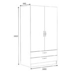 Ντουλάπα ρούχων Victoria Megapap δίφυλλη με συρτάρια χρώμα καρυδί 100x60x181εκ.