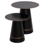 ΤΡΑΠΕΖΙA ΣΑΛΟΝΙΟΥ 2ΤΜΧ BALLI HM9996 ΣΤΡΟΓΓΥΛΑ ΜΕΤΑΛΛΙΚΑ ΜΑΥΡΑ Φ50 & Φ40 εκ.