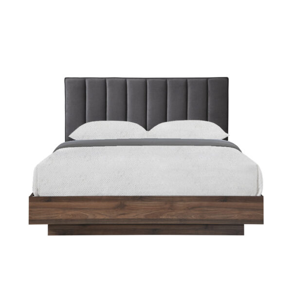 BOXY ΚΡΕΒΑΤΙ (ΓΙΑ ΣΤΡΩΜΑ 160x200cm) ΓΚΡΙ ΣΚΟΥΡΟ ΚΑΡΥΔΙ 211,5x165xH111,2cm