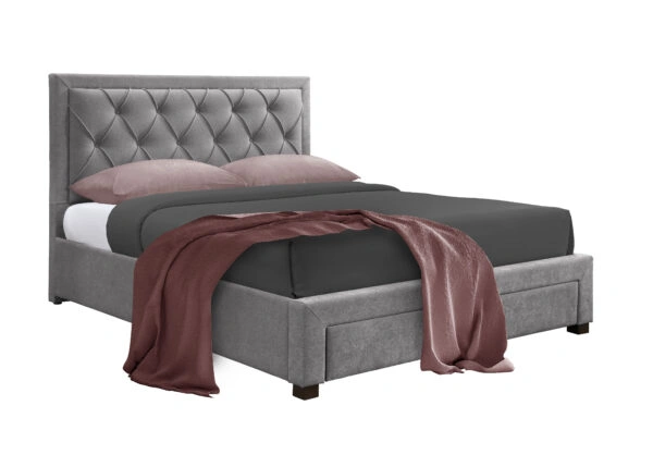 NOBLE ΚΡΕΒΑΤΙ (ΓΙΑ ΣΤΡΩΜΑ 160x200cm) ΓΚΡΙ ΣΚΟΥΡΟ 216,5x165xH122cm