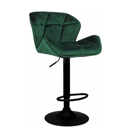Σκαμπό Bar HERMOSO Με Πλάτη Πτυσσόμενο Πράσινο Βελούδο/Μέταλλο 36x48x91-111cm