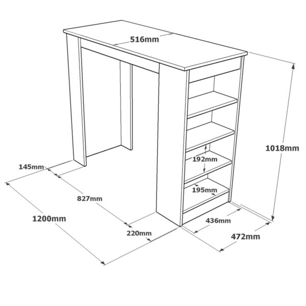Τραπέζι Bar  BROCKLEY Λευκό Μοριοσανίδα 120x51.6x101.8cm