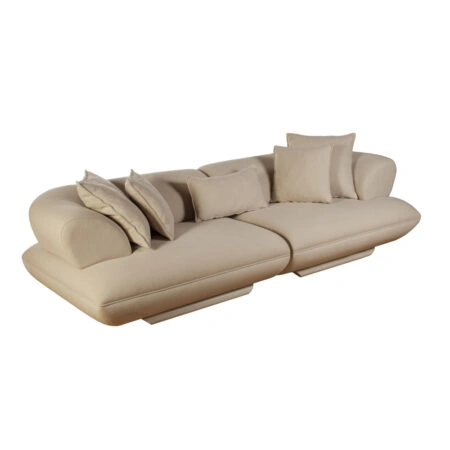 Artekko Wous Μπεζ Μπουκλέ Τριθέσιος Καναπές με 2 Ανεξάρτητα Κομμάτια (125x100x70)cm 2pcs