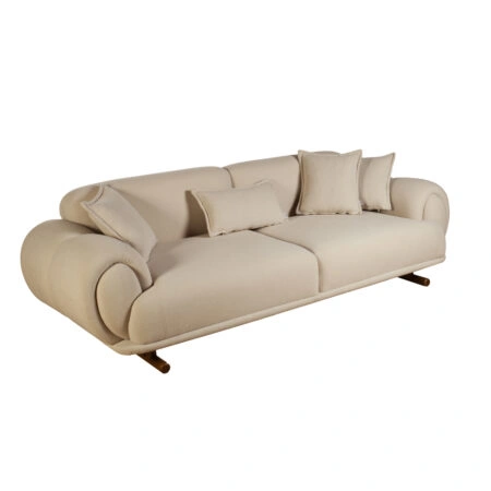 Artekko Sara Μπεζ Μπουκλέ Τριθέσιος Καναπές (250x95x80)cm