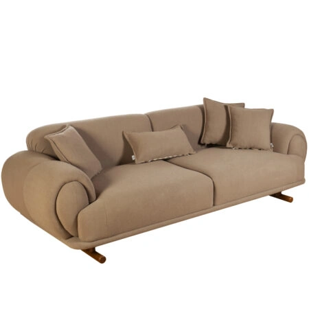 Artekko Sara Καφέ Μπουκλέ Τριθέσιος Καναπές (250x95x80)cm