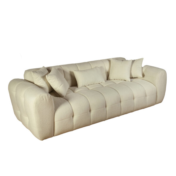 Artekko Sara Εκρού Μπουκλέ Τριθέσιος Καναπές (240x100x80)cm