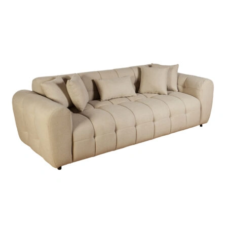 Artekko Sara Μπεζ Μπουκλέ Τριθέσιος Καναπές (240x100x80)cm