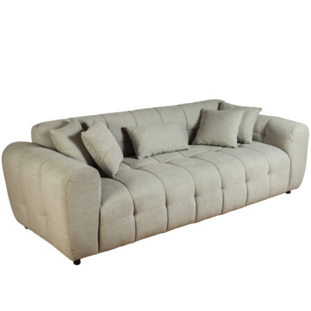 Artekko Sara Ανοιχτό Γκρι Μπουκλέ Τριθέσιος Καναπές (240x100x80)cm