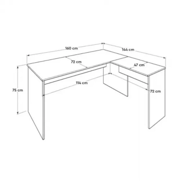 Γραφείο διευθυντικό Rio γωνιακό αναστρέψιμο χρώμα λευκό 160x144x75εκ.