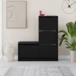 Παπουτσοθήκη μελαμίνης Dude Megapap χρώμα μαύρο 104,8x26x118,5εκ.