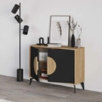 Μπουφές Gora Megapap χρώμα sapphire oak - silky black 110x40x82εκ.