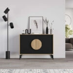 Μπουφές Gora Megapap χρώμα sapphire oak - silky black 110x40x82εκ.