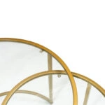 Τραπεζάκι σαλονιού σετ 2 τμχ Vetro Megapap μέταλλο - γυαλί χρώμα χρυσό Ø60x43εκ.