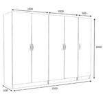 Ντουλάπα ρούχων Victoria Megapap πεντάφυλλη χρώμα φυσικό οξιάς 250x60x181εκ.