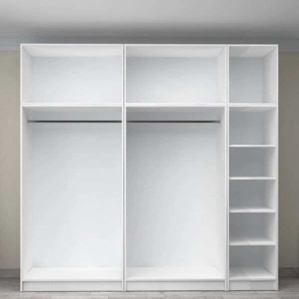 Ντουλάπα ρούχων Victoria Megapap πεντάφυλλη με πατάρι χρώμα λευκό 250x60x240εκ.