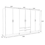 Ντουλάπα ρούχων Victoria Megapap εξάφυλλη με συρτάρια χρώμα λευκό 300x60x181εκ.