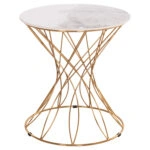 ΒΟΗΘΗΤΙΚΟ ΤΡΑΠΕΖΑΚΙ RUDY HM18037.01 ΚΕΡΑΜΙΚΟ TOP ΛΕΥΚΟ-ΜΕΤΑΛΛΟ ΧΡΥΣΟ Φ45x48,5Υεκ.