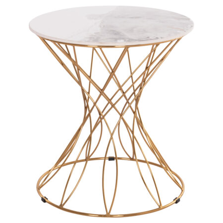 ΒΟΗΘΗΤΙΚΟ ΤΡΑΠΕΖΑΚΙ RUDY HM18037.01 ΚΕΡΑΜΙΚΟ TOP ΛΕΥΚΟ-ΜΕΤΑΛΛΟ ΧΡΥΣΟ Φ45x48