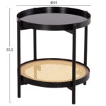 ΒΟΗΘΗΤΙΚΟ ΤΡΑΠΕΖΙ SEITZ HM18031 ΓΥΑΛΙ TOP-ΜΕΤΑΛΛΟ-RATTAN ΣΕ ΦΥΣΙΚΟ Φ50x55,5Υεκ.