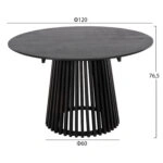 ΣΕΤ ΤΡΑΠΕΖΑΡΙΑΣ 5ΤΜΧ KINGSLEY HM21075.02 ΣΤΡΟΓΓΥΛΟ ΤΡΑΠΕΖΙ Φ120εκ.& 4 ΚΑΡΕΚΛΕΣ-ΜΑΥΡΟ