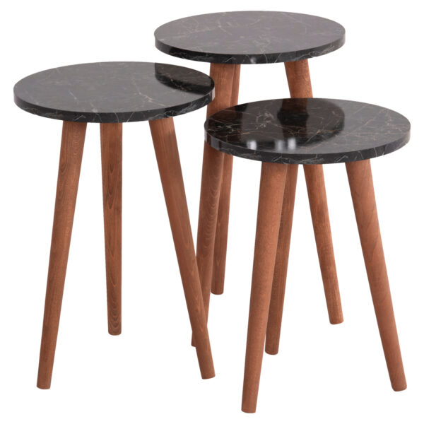 ΣΕΤ ΤΡΑΠΕΖΙ ΣΑΛΟΝΙΟΥ & 3 ΒΟΗΘ.ΤΡΑΠΕΖΙΑ VITAL HM18180.02 ΜΕΛΑΜΙΝΗ ΜΑΥΡΟ ΜΑΡΜΑΡΟ-ΚΑΡΥΔΙ ΠΟΔΙΑ