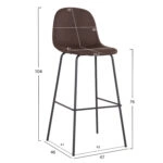 ΣΚΑΜΠΟ ΜΠΑΡ VINCENT HM8579.23 ΚΑΦΕ ΥΦΑΣΜΑ-ΜΑΥΡΟΣ ΜΕΤΑΛΛΙΚΟΣ ΣΚΕΛΕΤΟΣ 47x46x104Υεκ.
