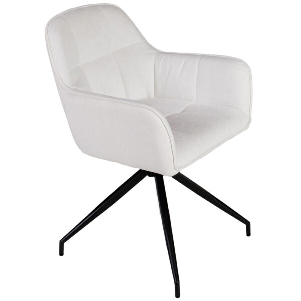 Artekko Daeron Λευκή Καρέκλα Τραπεζαρίας με Μπουκλέ Ύφασμα (57x60x82)cm