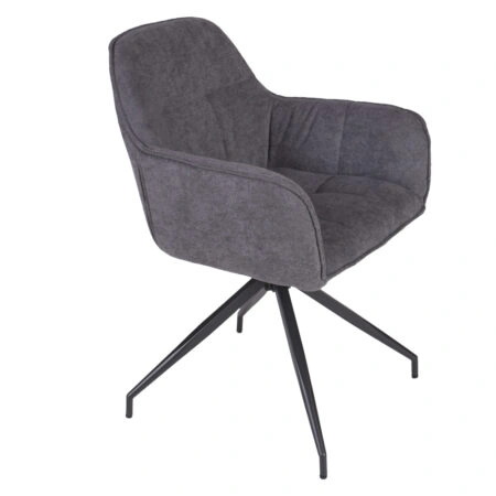 Artekko Daeron Ανθρακί Καρέκλα Τραπεζαρίας με Μπουκλέ Ύφασμα (57x60x82)cm