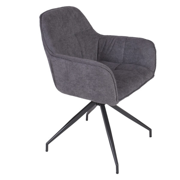 Artekko Daeron Ανθρακί Καρέκλα Τραπεζαρίας με Μπουκλέ Ύφασμα (57x60x82)cm
