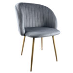 Καρέκλα  KINGFISHER Σκούρο Γκρι Βελούδο/Μέταλλο/Ξύλο 54x55x83cm