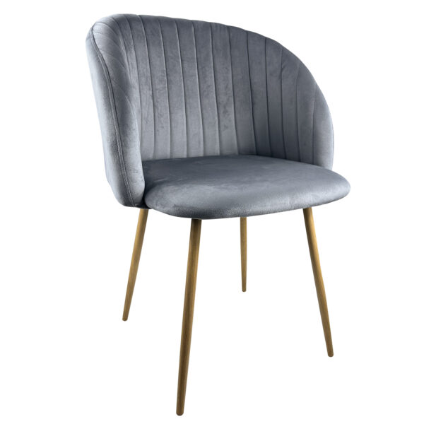 Καρέκλα  KINGFISHER Σκούρο Γκρι Βελούδο/Μέταλλο/Ξύλο 54x55x83cm