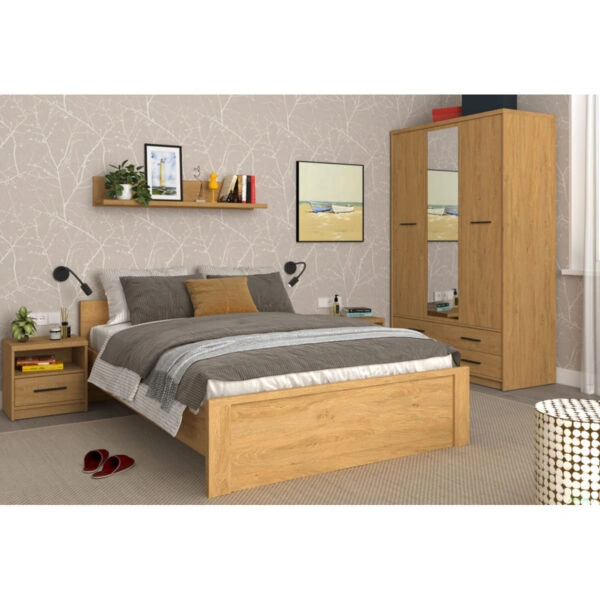 Κρεβάτι Pavi Ημίδιπλο Βελανιδιά με πάτωμα 140x200cm