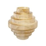 Artekko Fluted Κίτρινο Ημιδιάφανο Διακοσμητικό Βάζο με Ραβδώσεις (23x23x25)cm