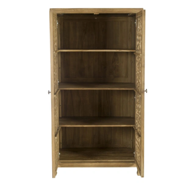 Artekko Mandala Σκαλιστή Ξύλινη Ντουλάπα σε Φυσική Απόχρωση (100x53x185)cm