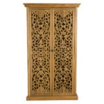 Artekko Mandala Σκαλιστή Ξύλινη Ντουλάπα σε Φυσική Απόχρωση (106x53x185)cm