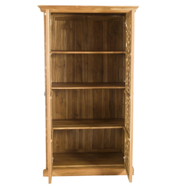 Artekko Mandala Σκαλιστή Ξύλινη Ντουλάπα σε Φυσική Απόχρωση (106x53x185)cm