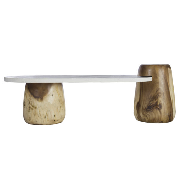 Artekko Solid Καφέ Ξύλινο Τραπέζι Σαλονιού με Λευκή Επιφάνεια Terrazzo (163x70x55)cm